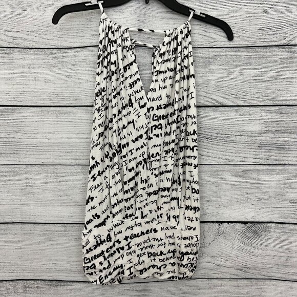 Julian Chang Text Print Sleeveless Keyhole Tank Top Size M - Picture 2 of 3